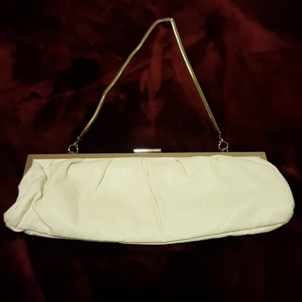Aldo clutch white pleather with inner zipper